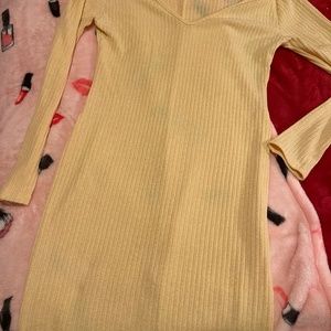 Yellow sweater dress